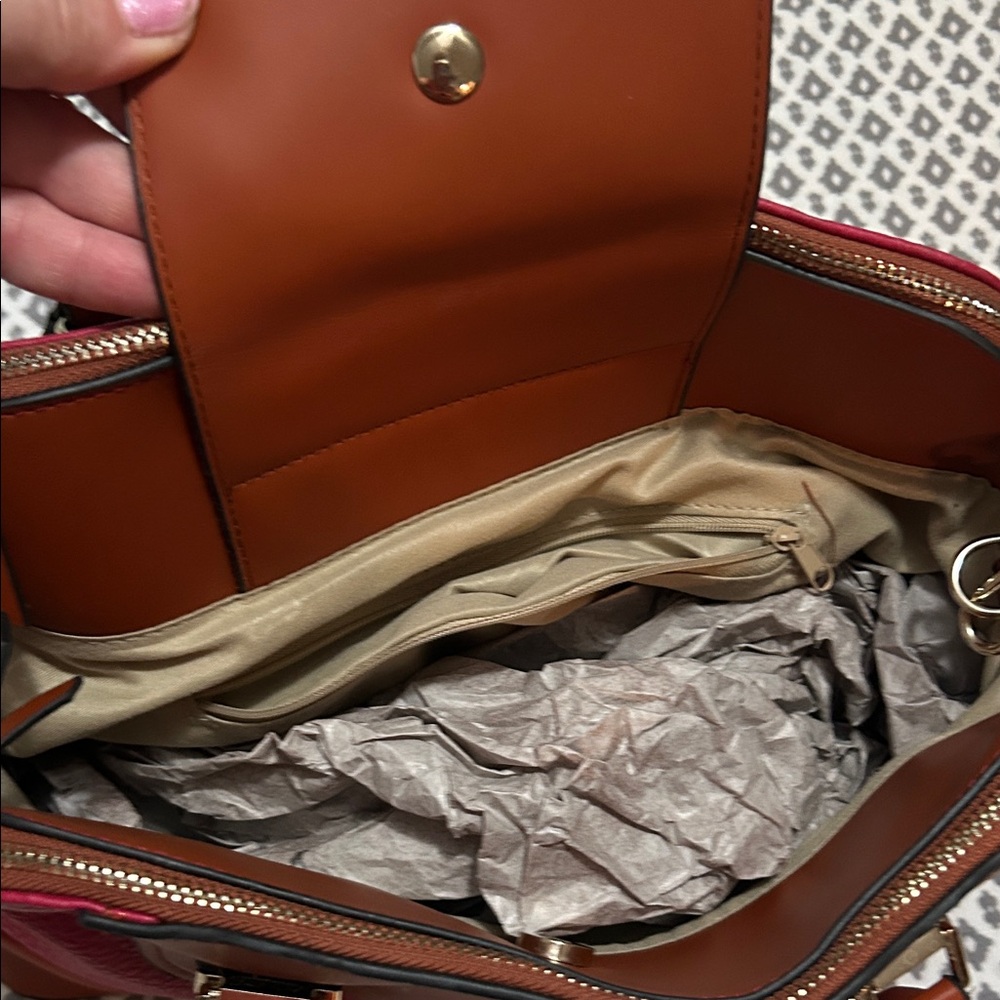 Jones New York Pink and Tan Satchel - Picture 3 of 6